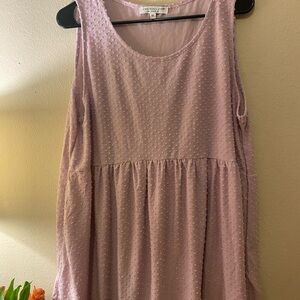 Women’s ChicSoul Plus Size Lilac Smocked Babydoll Tank Sz1XL